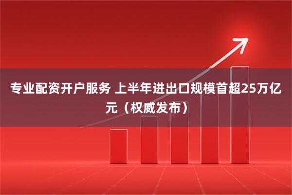 专业配资开户服务 上半年进出口规模首超25万亿元（权威发布）